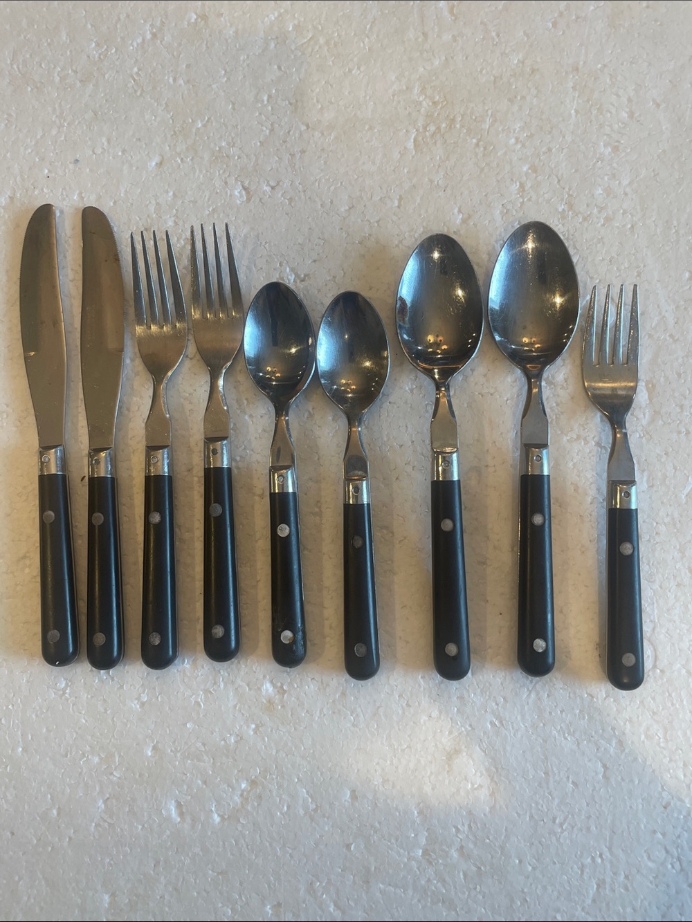 Vintage 90s the Washington Forge Mardi Gras black Stainless Steel Flatware
